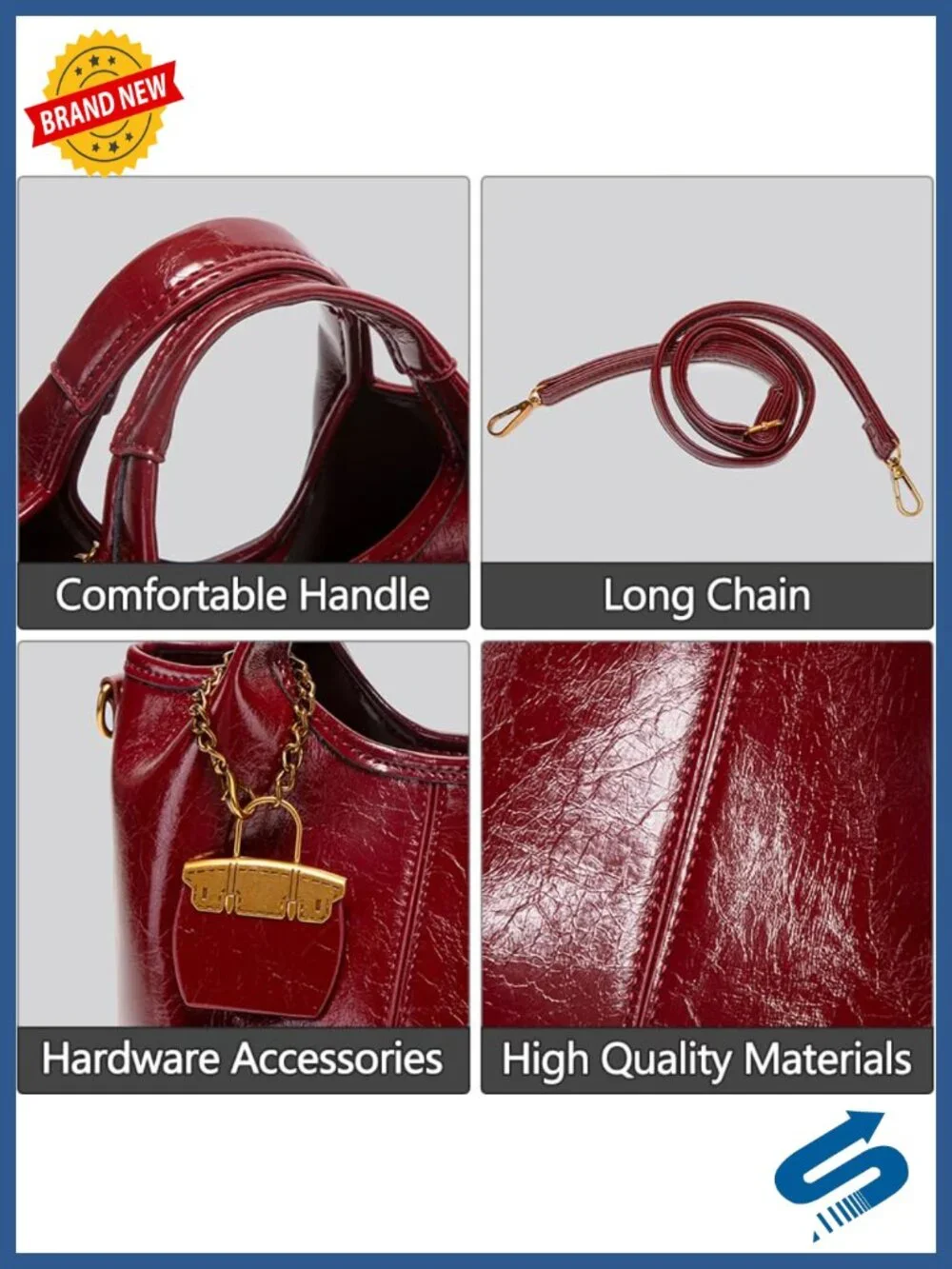 Vegan Leather Tote Bag with Detachable Satchel Strap, Multi-Way Hobo Purse